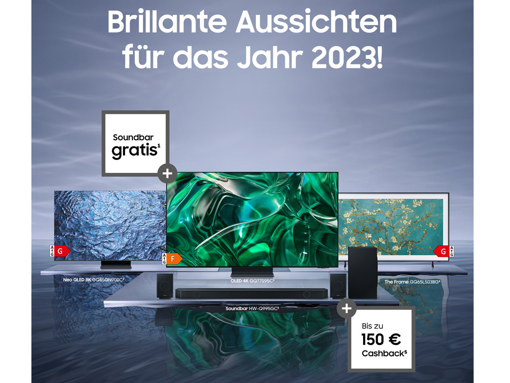 Cashback oder gratis Soundbar beim Kauf von 2023er Samsung TVs