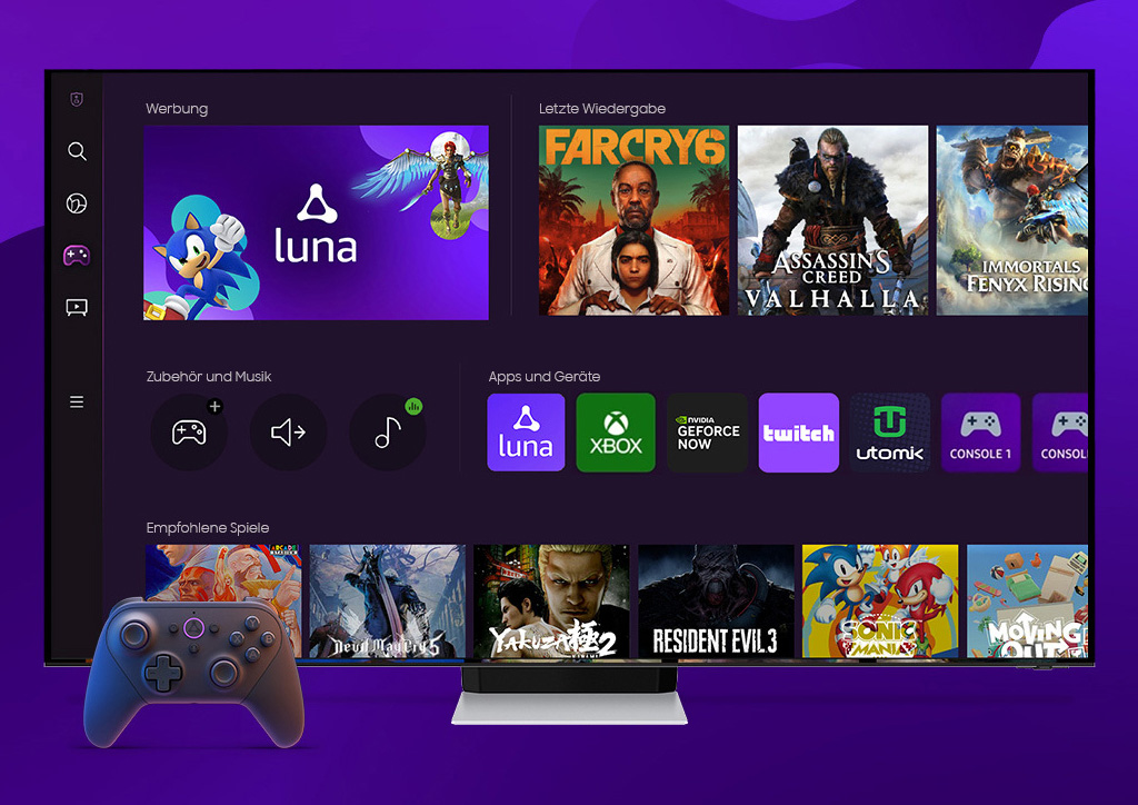 Amazon Luna jetzt auch auf dem Samsung Gaming Hub