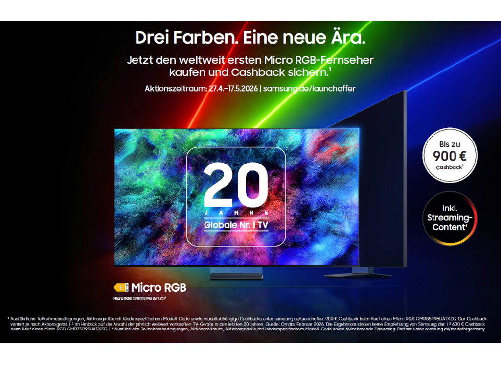 Samsung bietet Cashback für hochauflösendes Entertainment und satten Sound