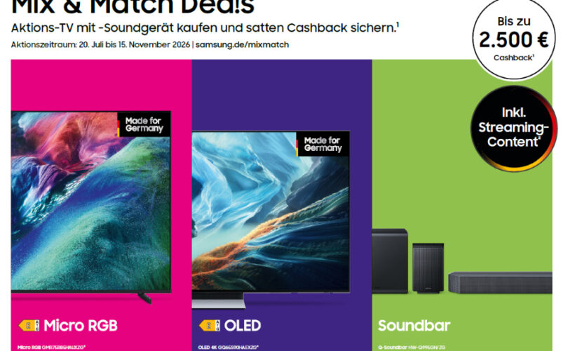 Bis zu 2.500 Euro sparen bei den Samsung Mix & Match Deals